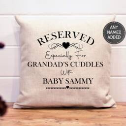 Fathers Day Grandad Gift Personalised Cushion Reserved For Cuddles Hug Grandpa Granda Gramps Pillow Special - thumbnail 2