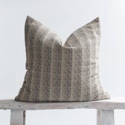 Woven Cotton Striped Throw Pillow, Bamboo Fabric Reverse, Kilim Style