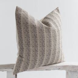 Woven Cotton Striped Throw Pillow, Bamboo Fabric Reverse, Kilim Style - thumbnail 3