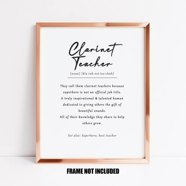 Clarinet Teacher Definition Print, Clarinet Thank You Gift, Music Tutor Student - image 1