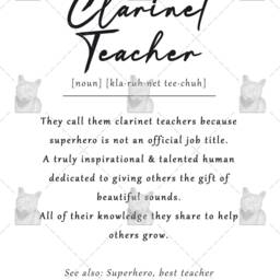 Clarinet Teacher Definition Print, Clarinet Thank You Gift, Music Tutor Student - thumbnail 2