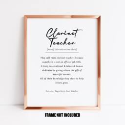 Clarinet Teacher Definition Print, Clarinet Thank You Gift, Music Tutor Student - thumbnail 1