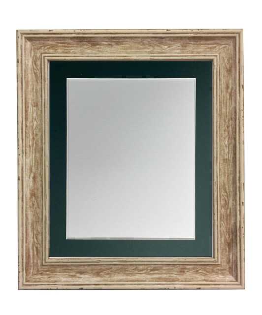 Scandi Distressed Wood Photo Frame Dark Green Mount - image 1