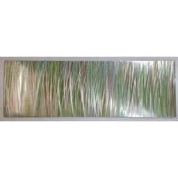 Modern Abstract Metal Wall Art, Green Golden Brown Silver - thumbnail 2