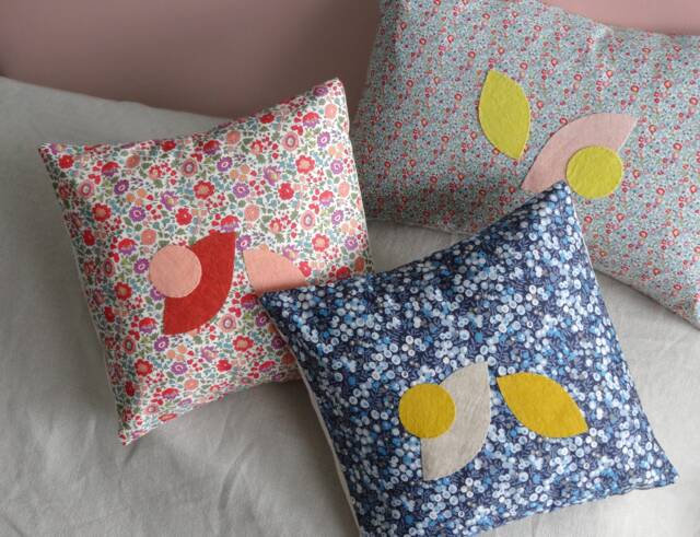 Decorative Cushions in Liberty Cotton Fabric, Square & Rectangular Handmade Flower Pattern - image 1
