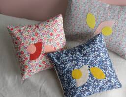 Decorative Cushions in Liberty Cotton Fabric, Square & Rectangular Handmade Flower Pattern - thumbnail 1