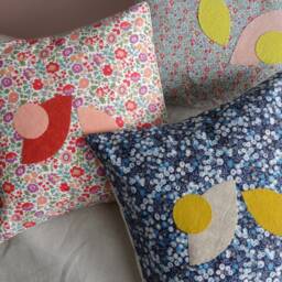 Decorative Cushions in Liberty Cotton Fabric, Square & Rectangular Handmade Flower Pattern - thumbnail 3