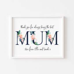 Floral Mum Print, Mother's Day Gift, Personalised Wall Art - Unframed - thumbnail 1