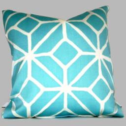 Aqua Trellis Pillow Cover Schumacher Indoor Outdoor Toss - thumbnail 3