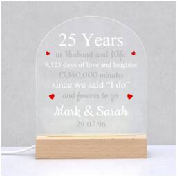 25Th Anniversary Gifts, Silver Wedding Anniversary, 25 Years Marriage Led Night Light , Gift For Husband Wife Parents, Custom Couples - thumbnail 3