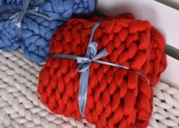 Chunky Knit Merino Wool Blanket Giant Boho Home Decor - thumbnail 1