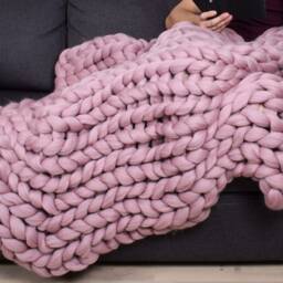 Chunky Knit Merino Wool Blanket Giant Boho Home Decor - thumbnail 4