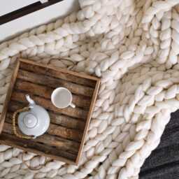 Chunky Knit Merino Wool Blanket Giant Boho Home Decor - thumbnail 2