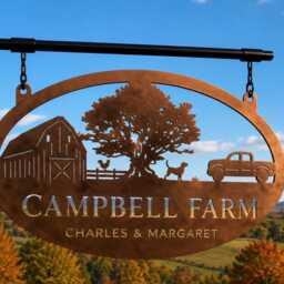 Metal Farm Sign Custom Ranch Personalized Gift Dad Christmas Grandpa Rustic Farmhouse Wall Art Barnyard Scene Pickup Truck Chicken Coop - thumbnail 3