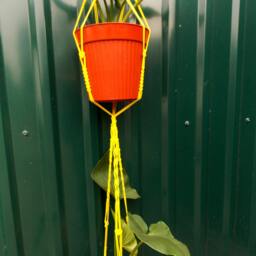 Yellow Double Macrame Plant Hanger 60 Inches 5mm - Hanging Planter Planter Pot Holder Plant Pattern Macrame Wall - thumbnail 2