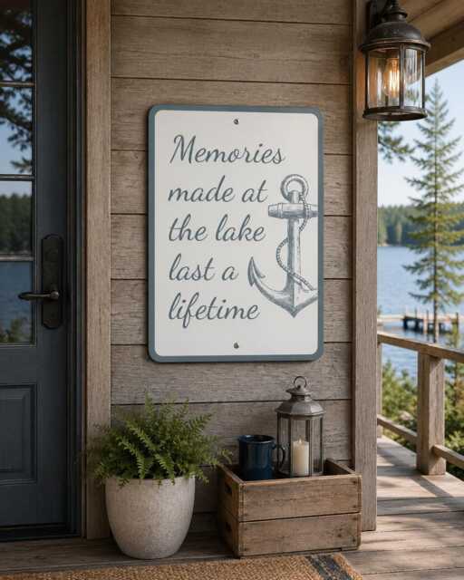 Memories Made At The Lake Last A Lifetime Metal Sign, Nautical Wall Art, Family House Decor, Meaningful Gift Idea - image 1