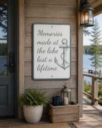 Memories Made At The Lake Last A Lifetime Metal Sign, Nautical Wall Art, Family House Decor, Meaningful Gift Idea - thumbnail 1