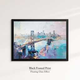 Golden Gate Bridge Abstract Oil Painting Framed Print & Canvas Large Sizes Wall Art Poster Travel Home Decor Interior San Francisco - thumbnail 2