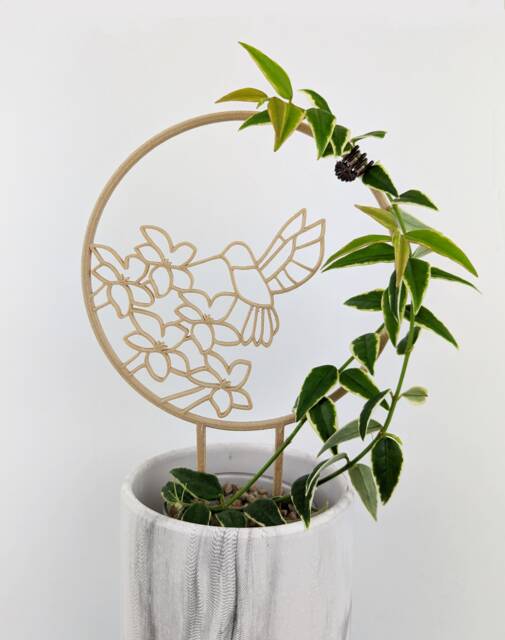 Hummingbird Trellis - Wood Plant Houseplant Stake Hoya Support - image 1