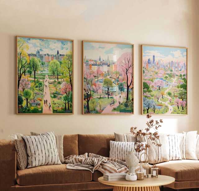 Set Of 3 Regents Park Posters, London Travel Prints, England Art, UK Nature Wall Poster For Home Decor & Gifts - image 1
