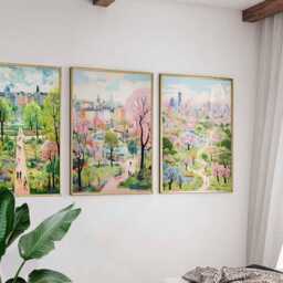 Set Of 3 Regents Park Posters, London Travel Prints, England Art, UK Nature Wall Poster For Home Decor & Gifts - thumbnail 3
