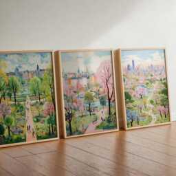 Set Of 3 Regents Park Posters, London Travel Prints, England Art, UK Nature Wall Poster For Home Decor & Gifts - thumbnail 2