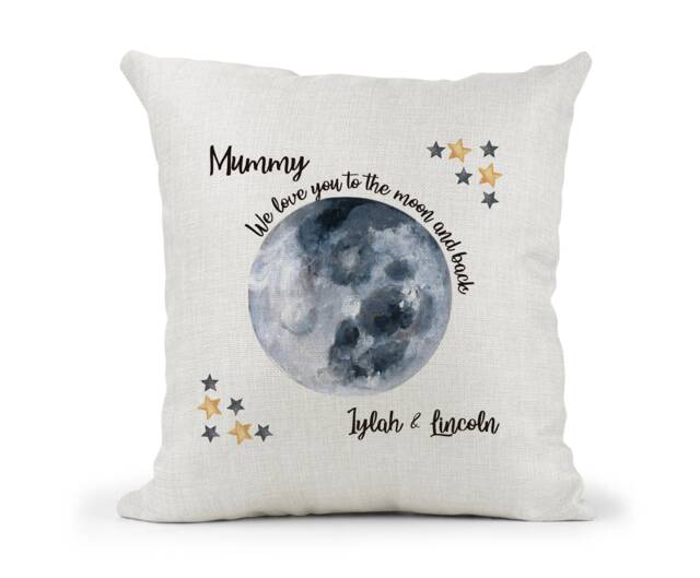 Personalised Cream Cushion Dad, Grandad, Mummy, Nanny, Nan, Grandma, Nannan mum, Auntie Love You To The Moonstars - image 1