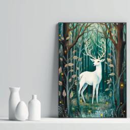 A3 A4 A5 Deer in The Forest Art Print - Cute Wall Poster Woodland Animal - thumbnail 2