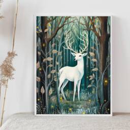 A3 A4 A5 Deer in The Forest Art Print - Cute Wall Poster Woodland Animal - thumbnail 3