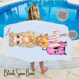 Personalised Beach Towel, Tropical Girl Towel, Matching Bag & Swimming First Holiday For Kids, School Bag, Bath Towel - thumbnail 2
