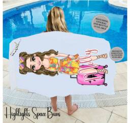Personalised Beach Towel, Tropical Girl Towel, Matching Bag & Swimming First Holiday For Kids, School Bag, Bath Towel - thumbnail 1