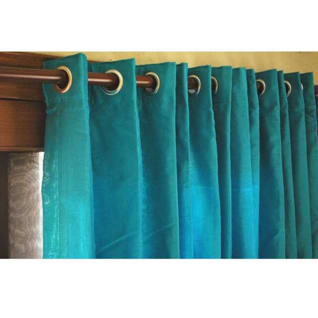 "Aqua Turq Silk Curtain 52""x96" - image 1