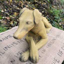 "Whippet Dog Lying Down Statue Garden Ornament Frost Proof Stone 61cm/2Ft " - thumbnail 2