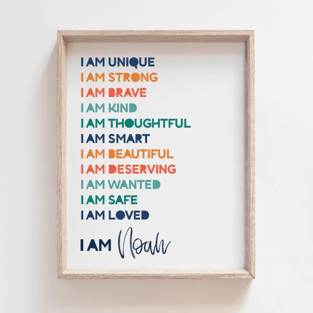 Boys Affirmation Print, Bedroom Decor, Nursery Prints, Wall Art, Playroom Motivational, Loved, Personalised, Room - image 1