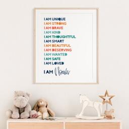 Boys Affirmation Print, Bedroom Decor, Nursery Prints, Wall Art, Playroom Motivational, Loved, Personalised, Room - thumbnail 2