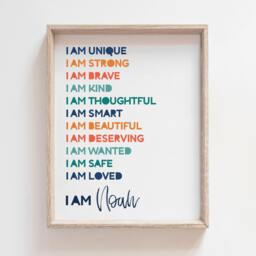 Boys Affirmation Print, Bedroom Decor, Nursery Prints, Wall Art, Playroom Motivational, Loved, Personalised, Room - thumbnail 1