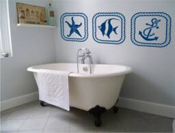Nautical Bathroom Wall Art Stickers, Decor, Beach Decals, Seaside - thumbnail 1