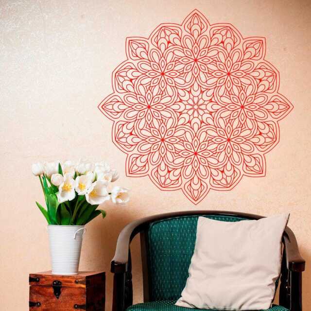 Mandala Wall Decal - Boho Tattoo For Meditation Yoga Sticker Zen Art Indian Decor Design 005 - image 1