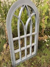 Arched Outdoor Mirror Belgravia Grey, Black Accent, 76x51cm - thumbnail 1