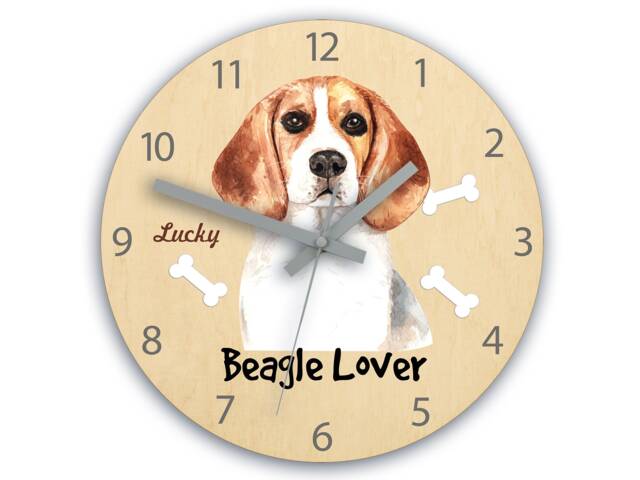 Wall Clock With Beagle Dog, Large Silent Clock 30cm/11, 81 - image 1