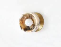 Minimalist Calacatta Viola Marble & Brass Sconce Lamp Vanity Fixture Light Bathroom Kitchen Wall - thumbnail 1