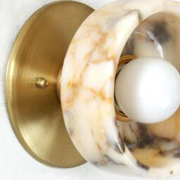Minimalist Calacatta Viola Marble & Brass Sconce Lamp Vanity Fixture Light Bathroom Kitchen Wall - thumbnail 4