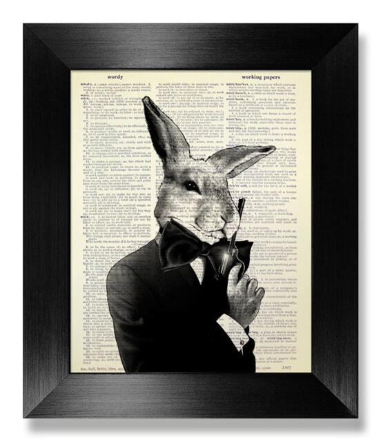 Geekery Rabbit Art Print, Movie Poster, Bunny Art, Rabbit Decor, Humorous Home Theater Cool Office Humor Wall Funny Animal