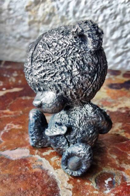 Teddy Bear Pewter Sculpt New Baby Memorial Gift - image 1