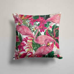 Flamingo Pillow Cover/Pink Forest Case/Home Decor Cushion Cover/Gift For Her/Animal Cushions Case/Green Pink Animal Figure - thumbnail 3
