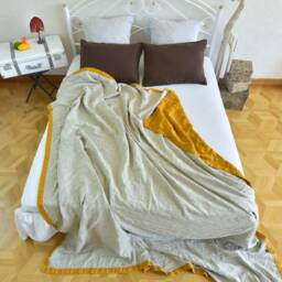 Summer Linen Quilt, Stonewashed Finish, Double-Sided Organic Flax Blanket, Modern Eco Bedding - thumbnail 3