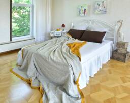 Summer Linen Quilt, Stonewashed Finish, Double-Sided Organic Flax Blanket, Modern Eco Bedding - thumbnail 1