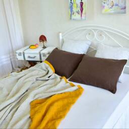Summer Linen Quilt, Stonewashed Finish, Double-Sided Organic Flax Blanket, Modern Eco Bedding - thumbnail 2