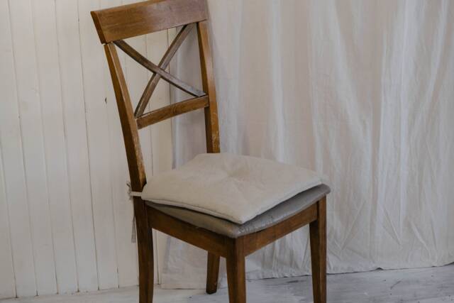 Hemp Linen Seat Cushion For Chair With Ties Filled Organic Hemp Fiber in Natural Non Dyed Linen Fabric Chair Cushion Pillow - image 1