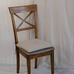 Hemp Linen Seat Cushion For Chair With Ties Filled Organic Hemp Fiber in Natural Non Dyed Linen Fabric Chair Cushion Pillow - thumbnail 3